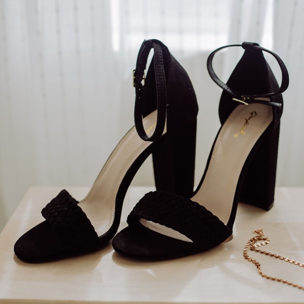Suede Black Heels